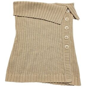 & Other Stories Knit Sweater Tube Top Ribbed Side Button Detail Tan Women Small